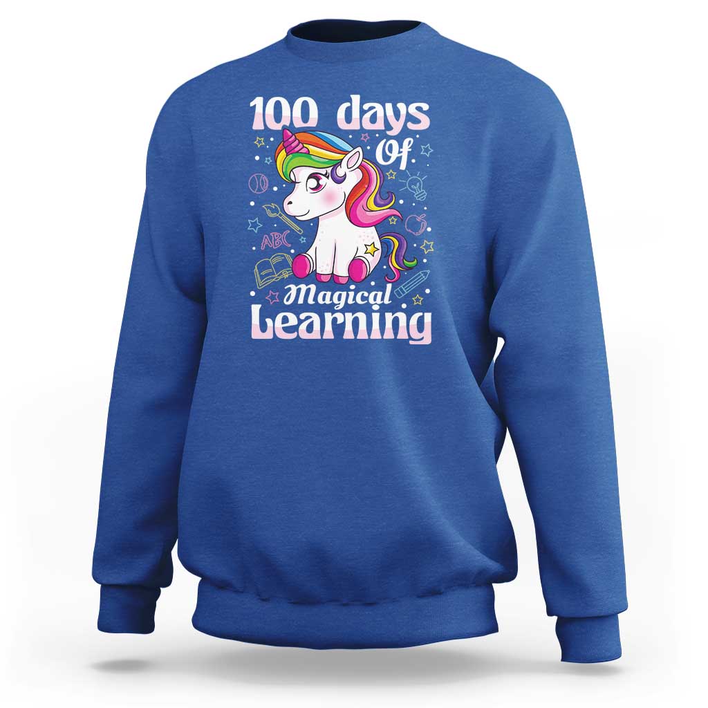 100th Day of School Unicorn Sweatshirt Girls 100 Days Celebration - Wonder Print Shop