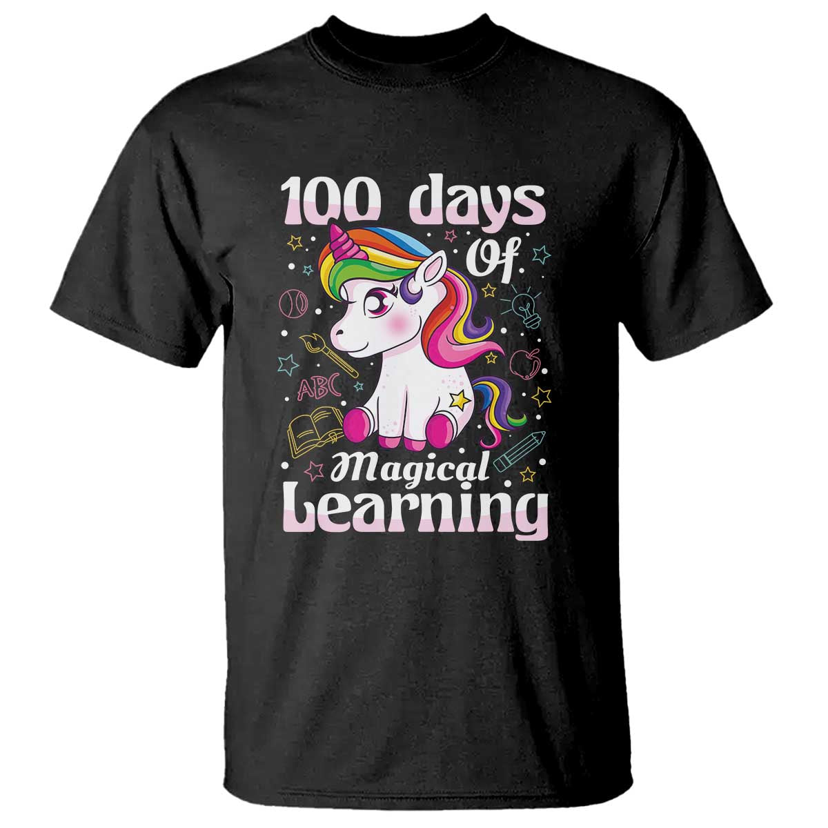 100th Day of School Unicorn T Shirt Girls 100 Days Celebration - Wonder Print Shop