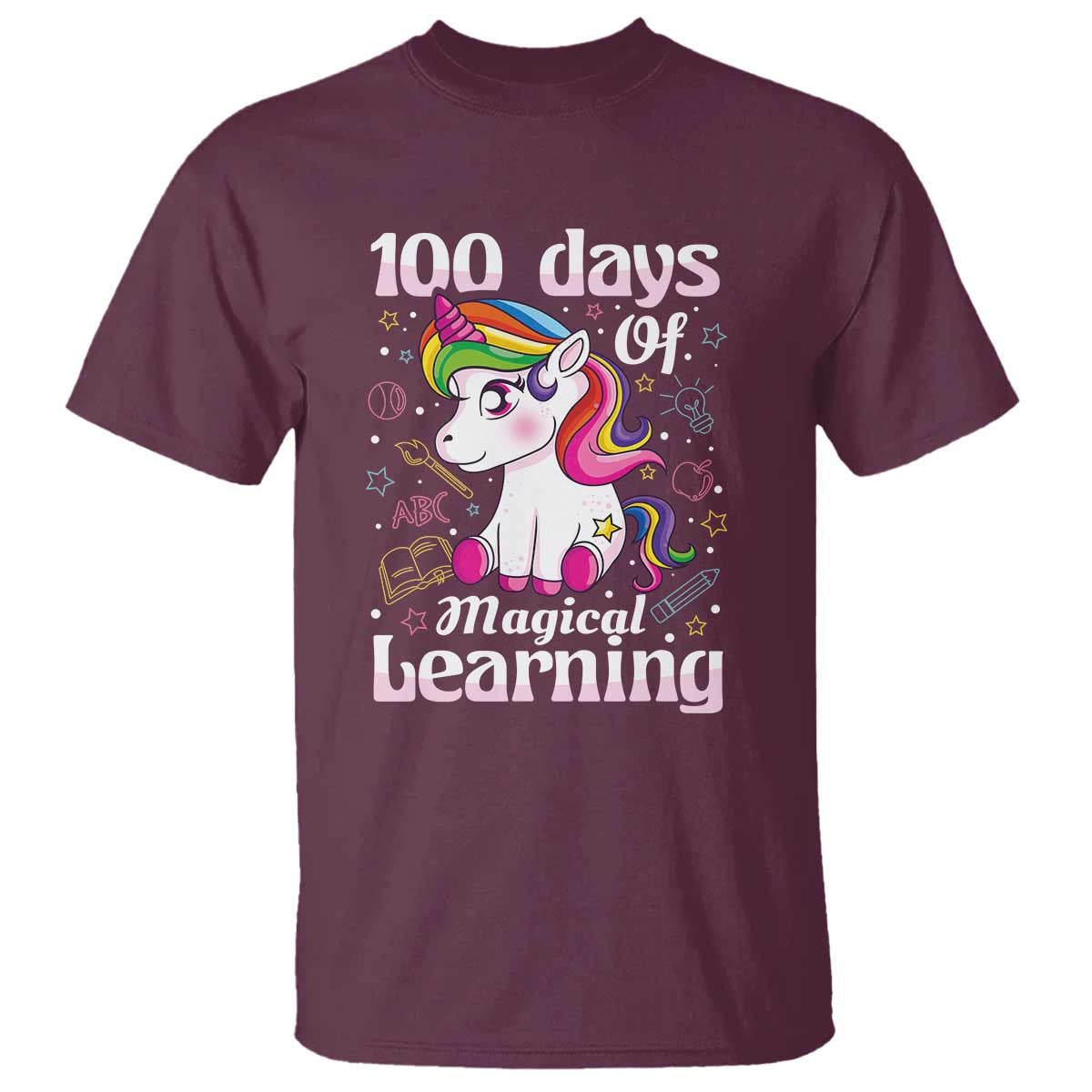 100th Day of School Unicorn T Shirt Girls 100 Days Celebration - Wonder Print Shop