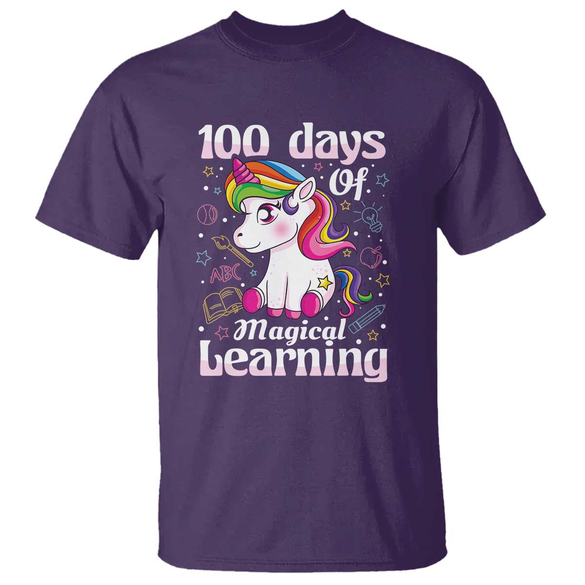 100th Day of School Unicorn T Shirt Girls 100 Days Celebration - Wonder Print Shop