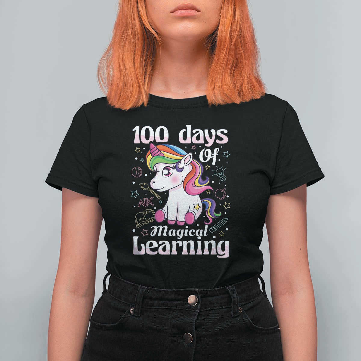 100th Day of School Unicorn T Shirt For Women Girls 100 Days Celebration