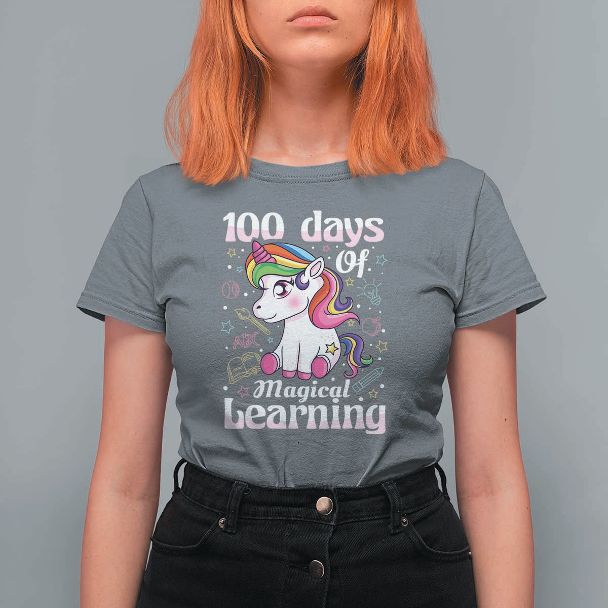 100th Day of School Unicorn T Shirt For Women Girls 100 Days Celebration