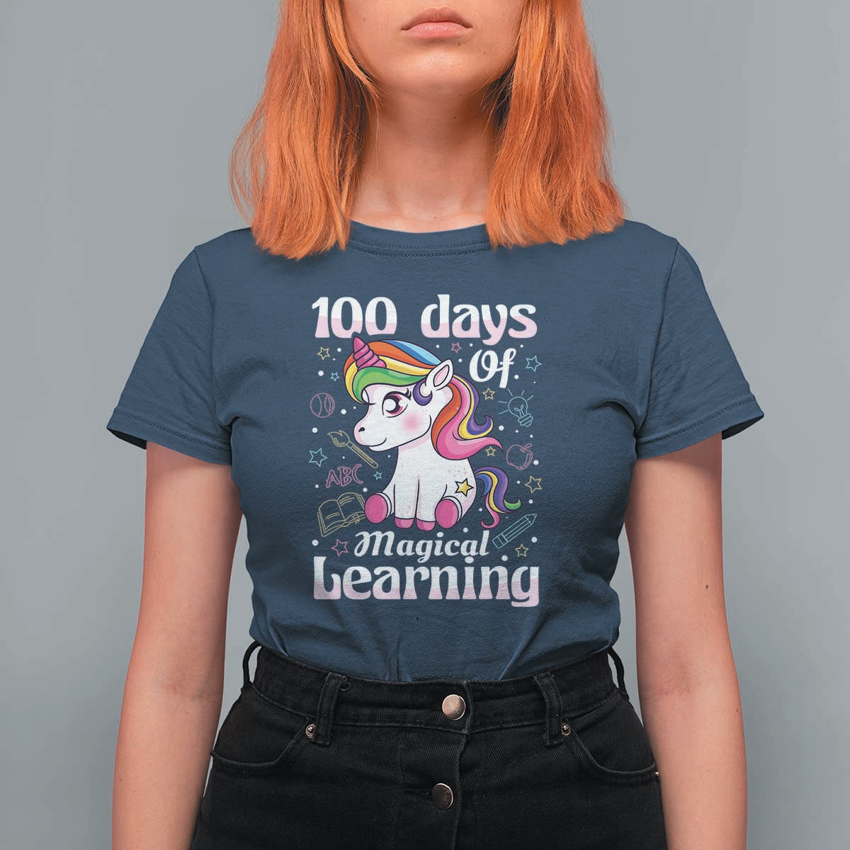 100th Day of School Unicorn T Shirt For Women Girls 100 Days Celebration