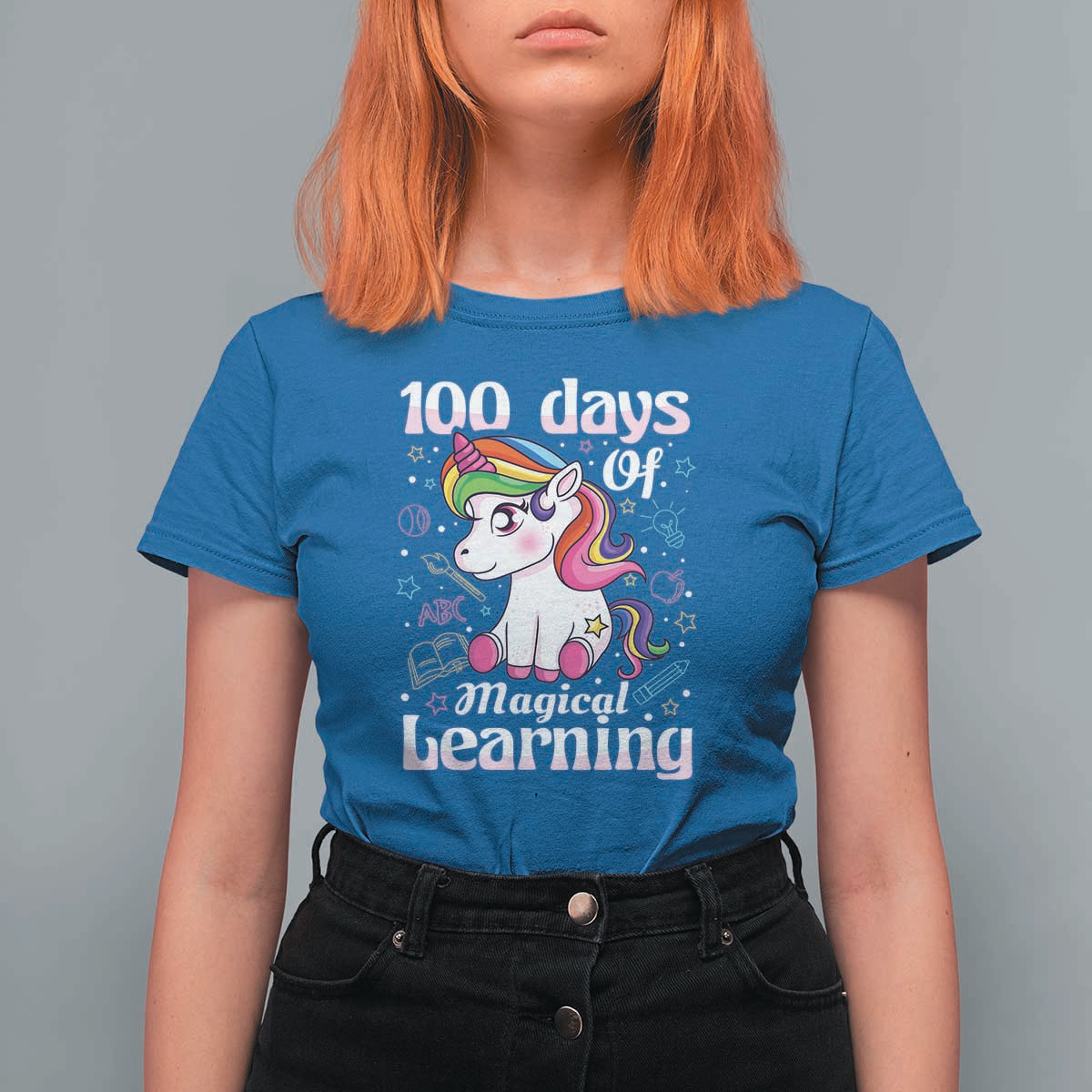 100th Day of School Unicorn T Shirt For Women Girls 100 Days Celebration