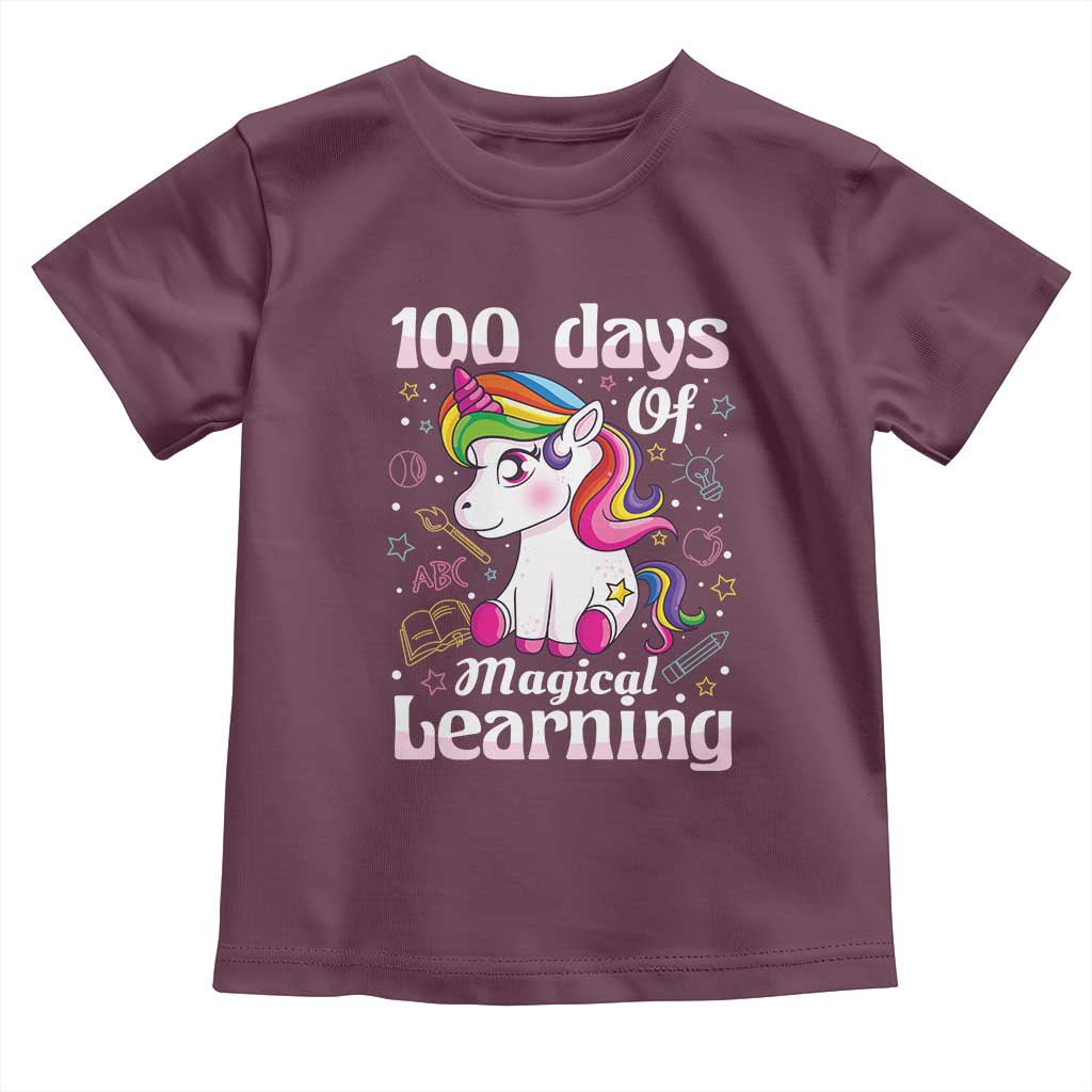 Magical Unicorn 100th Day of School Toddler T Shirt Cute Girls Celebration Gift