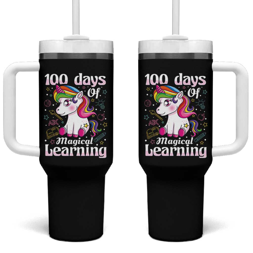 Magical Unicorn 100th Day of School Tumbler With Handle Cute Girls Celebration Gift