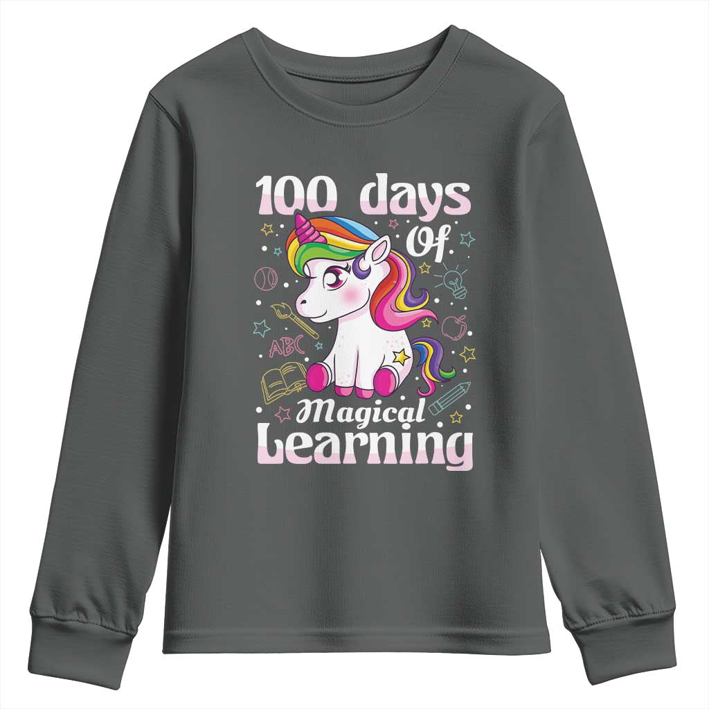 Magical Unicorn 100th Day of School Youth Sweatshirt Cute Girls Celebration Gift