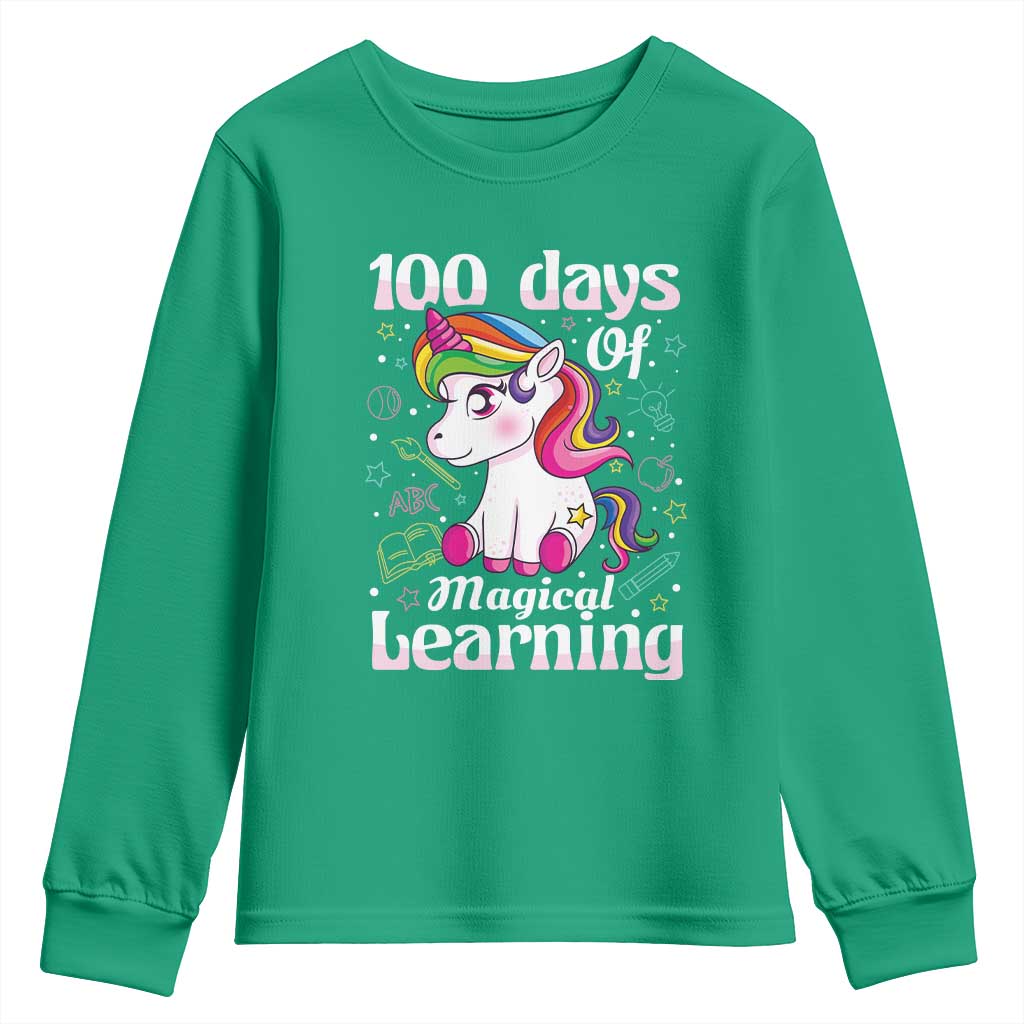 Magical Unicorn 100th Day of School Youth Sweatshirt Cute Girls Celebration Gift