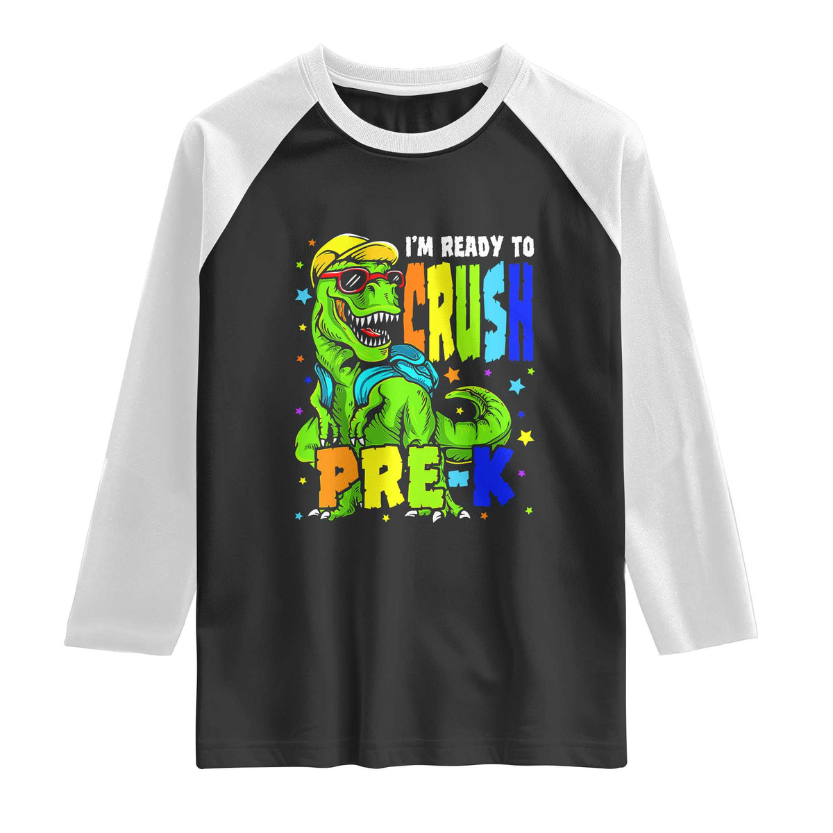 I am Ready To Crush Pre-K Dinosaur Raglan Shirt Cool First Day of School Boy