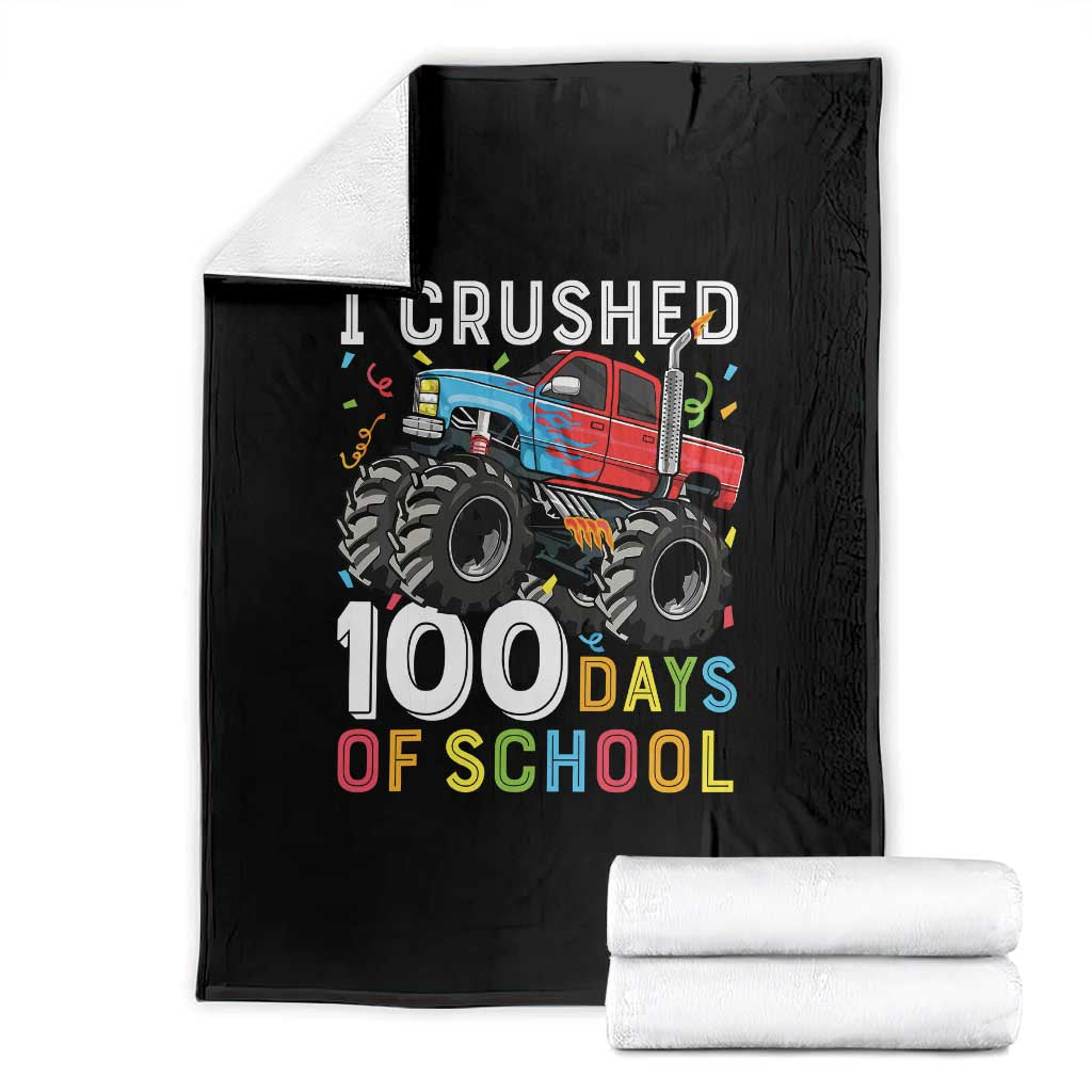 100 Days of School Monster Truck Throw Blanket Boys Crushing 100th Day Milestone