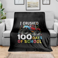 100 Days of School Monster Truck Throw Blanket Boys Crushing 100th Day Milestone