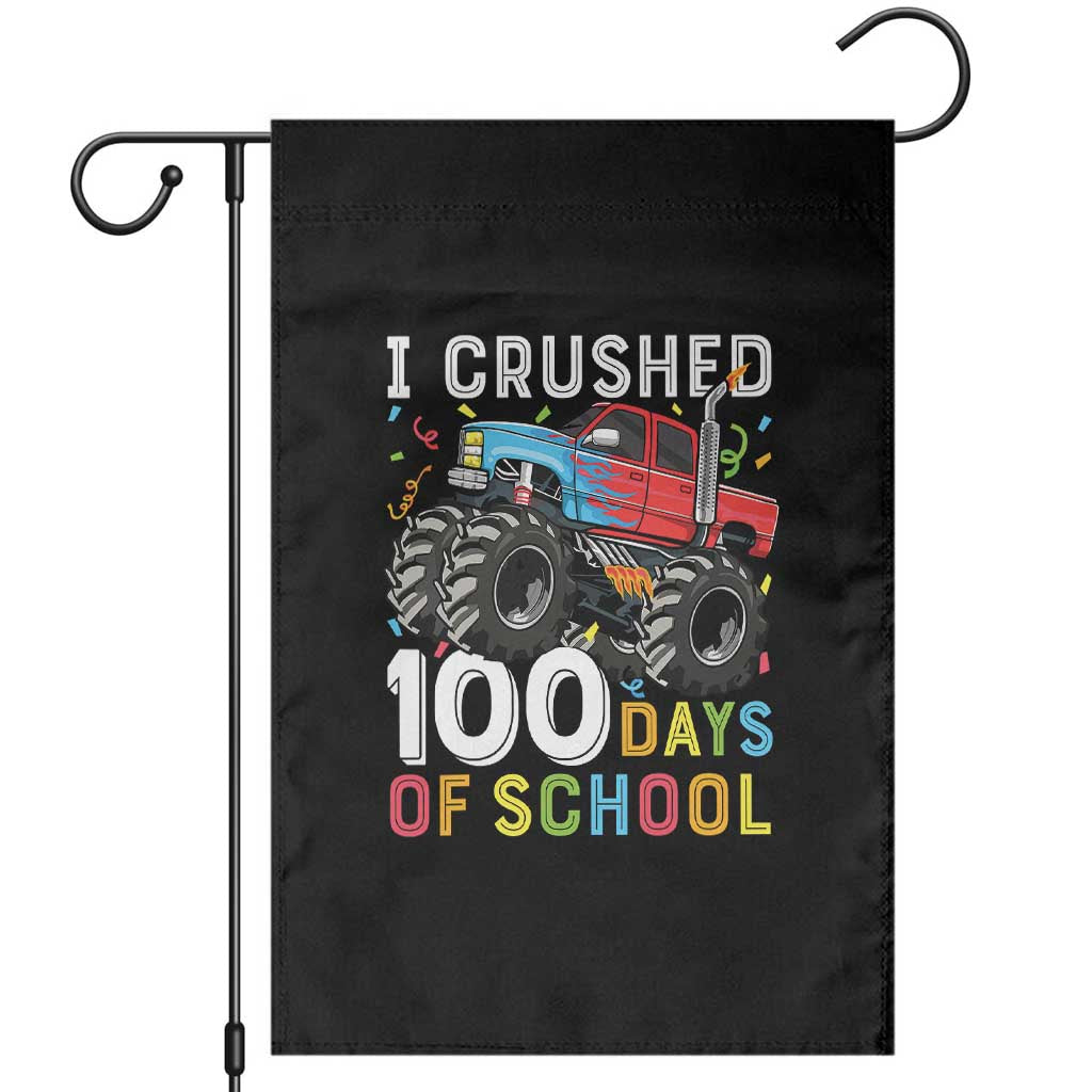 100 Days of School Monster Truck Garden Flag Boys Crushing 100th Day Milestone
