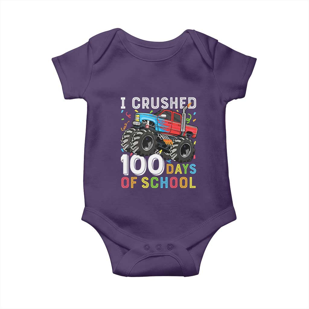 100 Days of School Monster Truck Baby Onesie Boys Crushing 100th Day Milestone