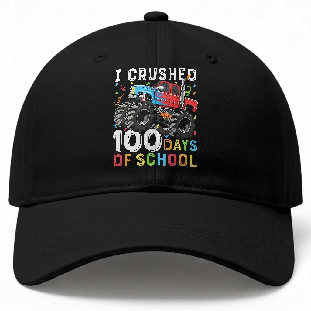 100 Days of School Monster Truck Baseball Cap Boys Crushing 100th Day Milestone