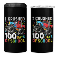100 Days of School Monster Truck 4 in 1 Can Cooler Tumbler Boys Crushing 100th Day Milestone