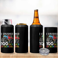 100 Days of School Monster Truck 4 in 1 Can Cooler Tumbler Boys Crushing 100th Day Milestone