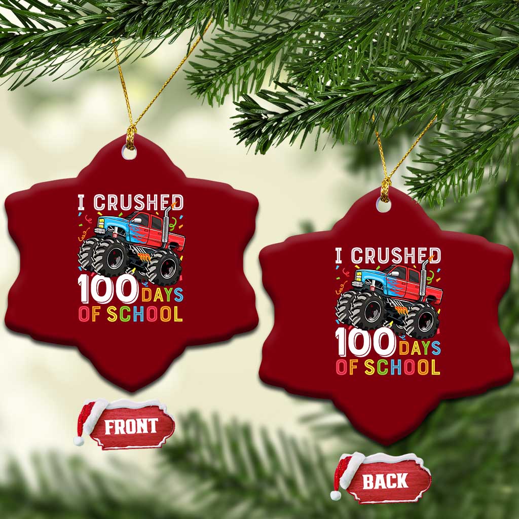 100 Days of School Monster Truck Ceramic Ornament Boys Crushing 100th Day Milestone