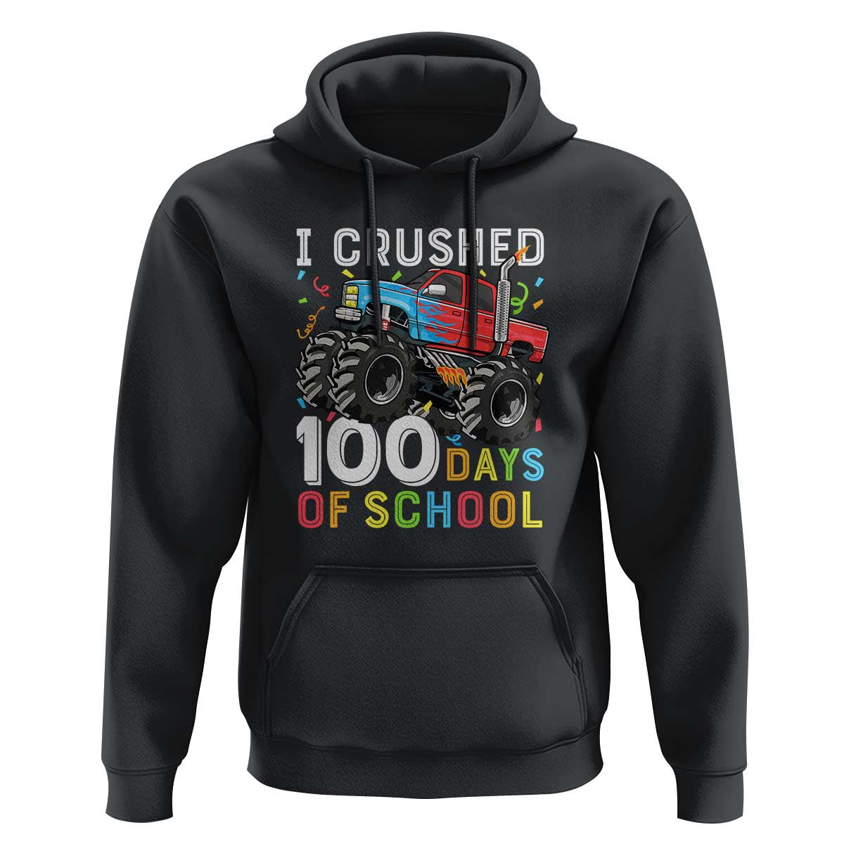 100 Days of School Monster Truck Hoodie Boys 100th Day Celebration - Wonder Print Shop
