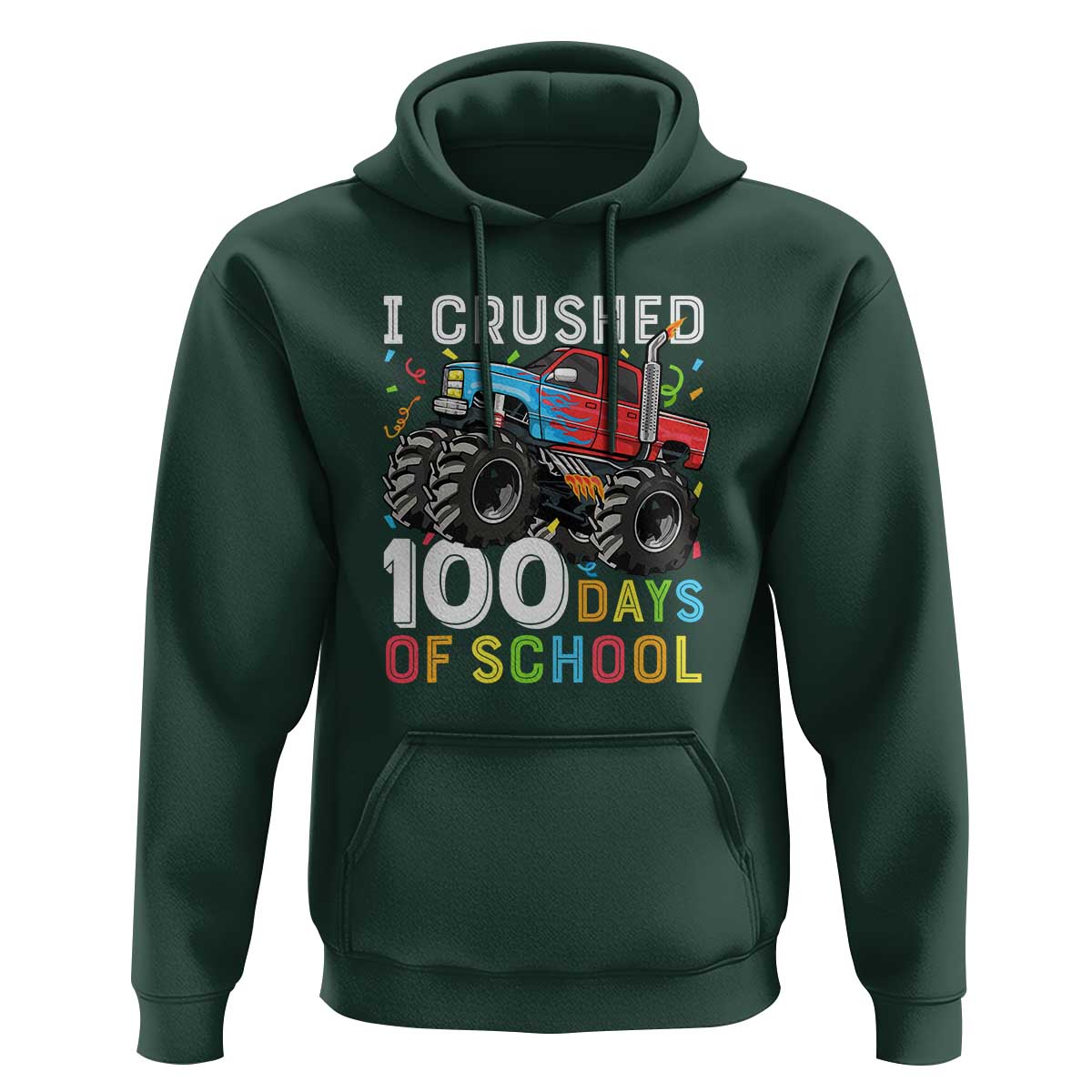100 Days of School Monster Truck Hoodie Boys 100th Day Celebration - Wonder Print Shop