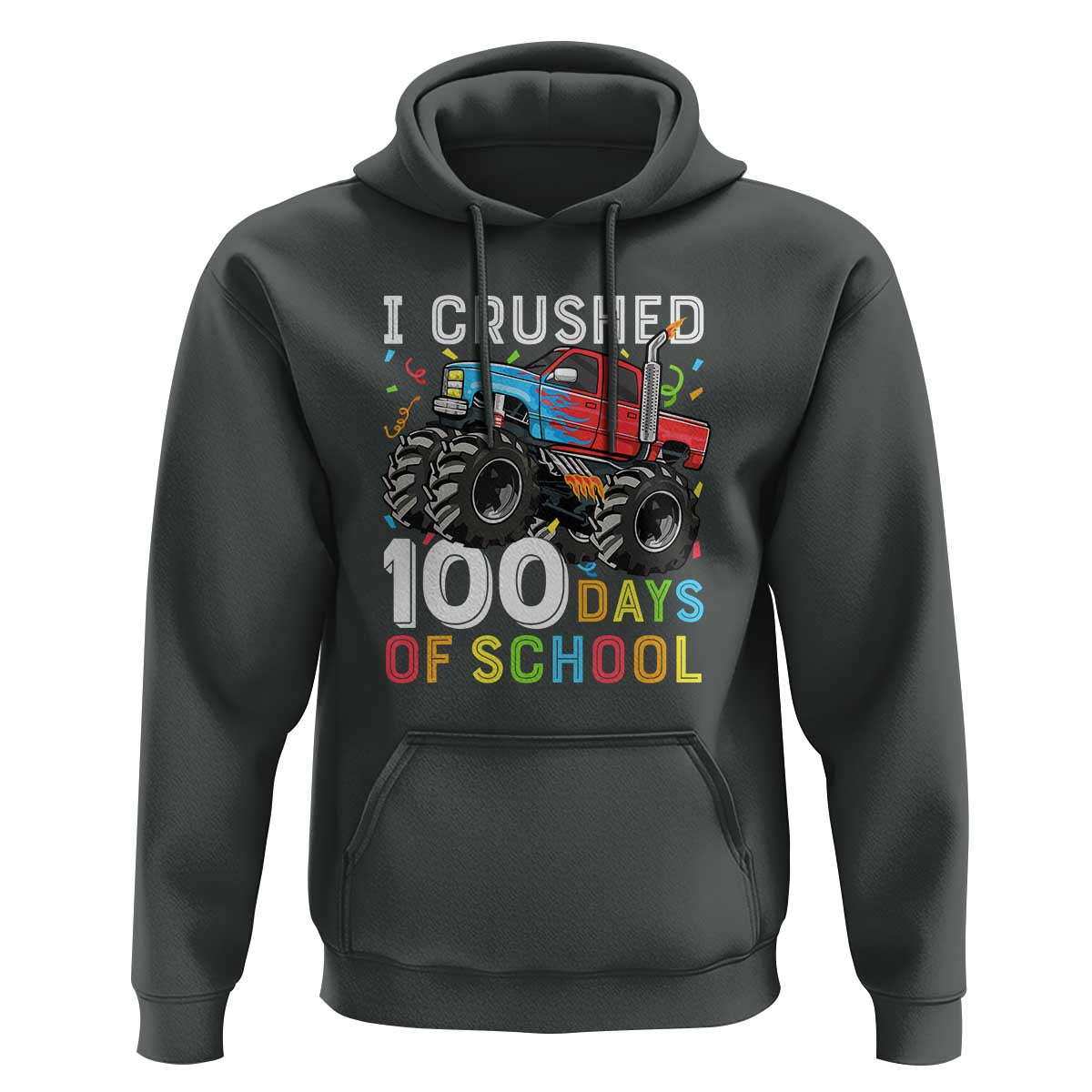 100 Days of School Monster Truck Hoodie Boys 100th Day Celebration - Wonder Print Shop