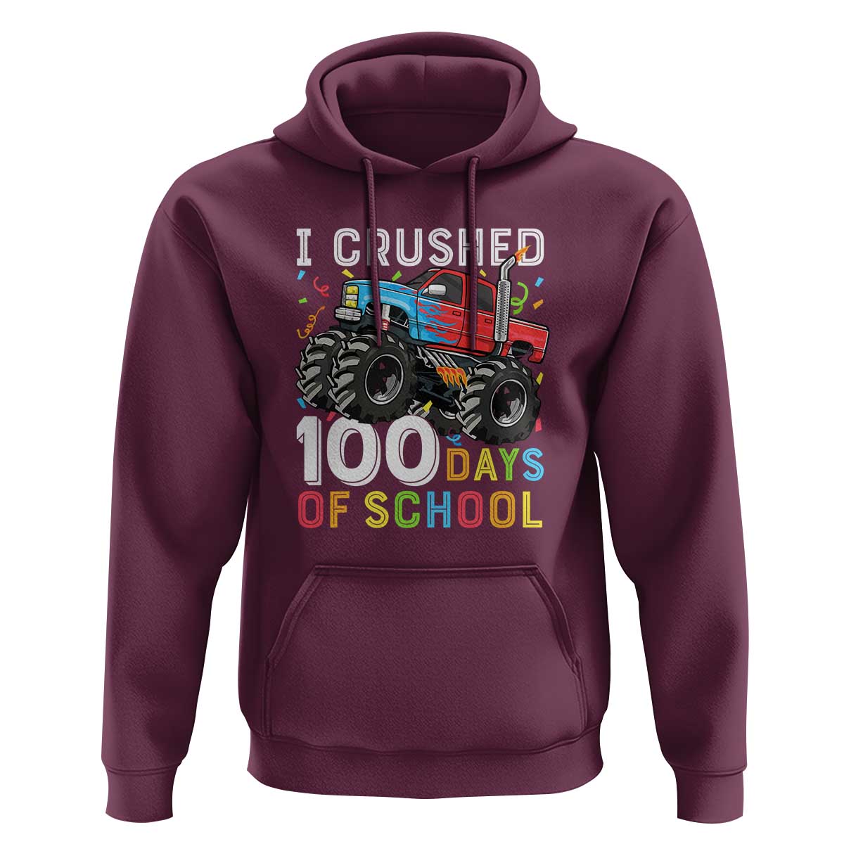 100 Days of School Monster Truck Hoodie Boys 100th Day Celebration - Wonder Print Shop