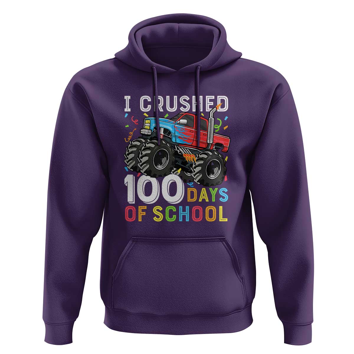 100 Days of School Monster Truck Hoodie Boys 100th Day Celebration - Wonder Print Shop