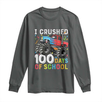 100 Days of School Monster Truck Long Sleeve Shirt Boys Crushing 100th Day Milestone