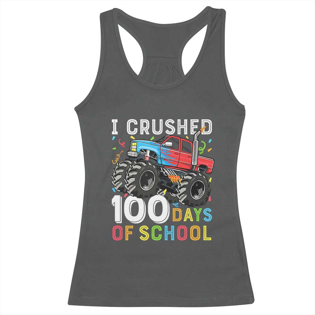 100 Days of School Monster Truck Racerback Tank Top Boys Crushing 100th Day Milestone