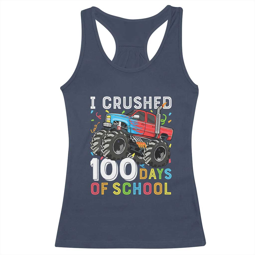 100 Days of School Monster Truck Racerback Tank Top Boys Crushing 100th Day Milestone