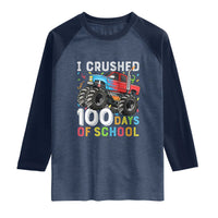 100 Days of School Monster Truck Raglan Shirt Boys Crushing 100th Day Milestone