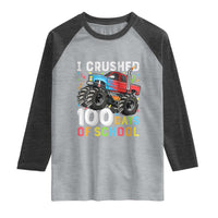 100 Days of School Monster Truck Raglan Shirt Boys Crushing 100th Day Milestone