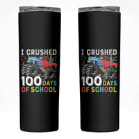 100 Days of School Monster Truck Skinny Tumbler Boys Crushing 100th Day Milestone
