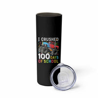 100 Days of School Monster Truck Skinny Tumbler Boys Crushing 100th Day Milestone