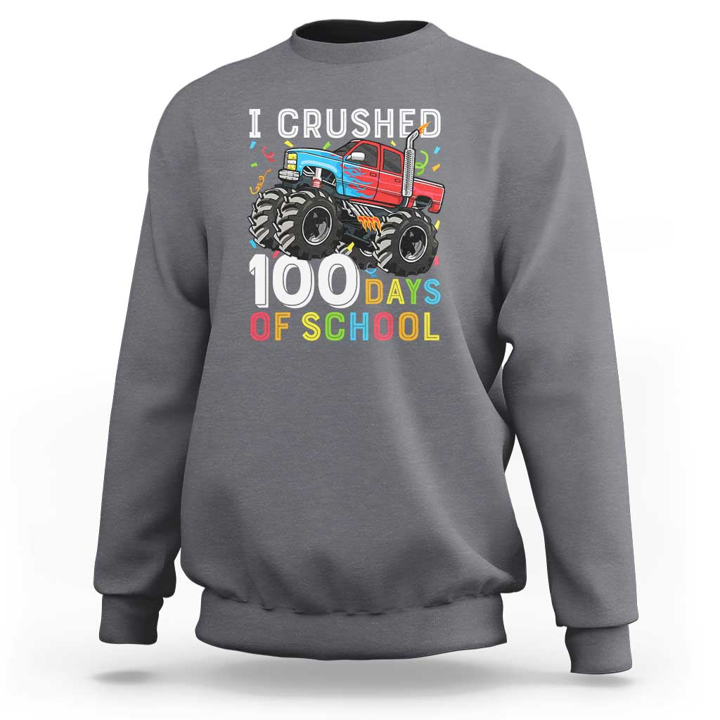 100 Days of School Monster Truck Sweatshirt Boys 100th Day Celebration - Wonder Print Shop