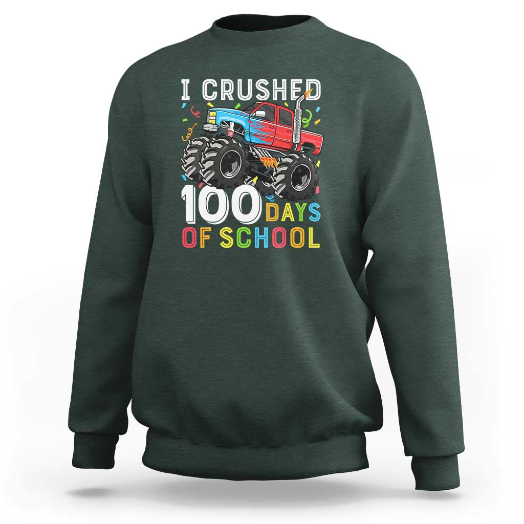 100 Days of School Monster Truck Sweatshirt Boys 100th Day Celebration - Wonder Print Shop