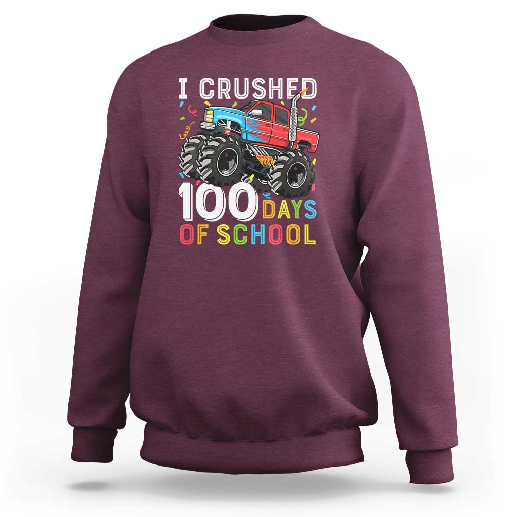 100 Days of School Monster Truck Sweatshirt Boys 100th Day Celebration - Wonder Print Shop