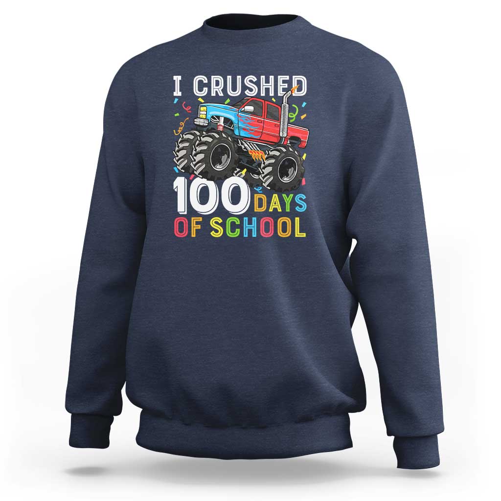 100 Days of School Monster Truck Sweatshirt Boys 100th Day Celebration - Wonder Print Shop