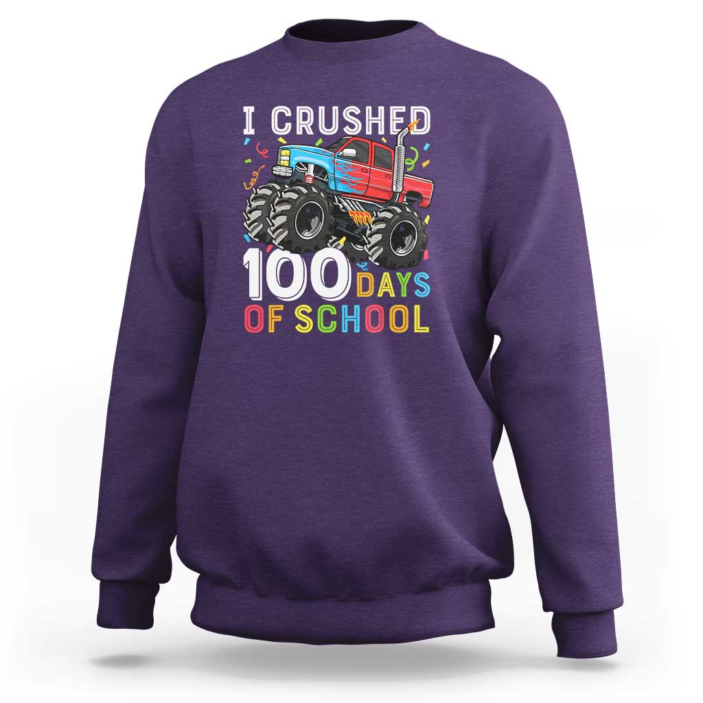 100 Days of School Monster Truck Sweatshirt Boys 100th Day Celebration - Wonder Print Shop