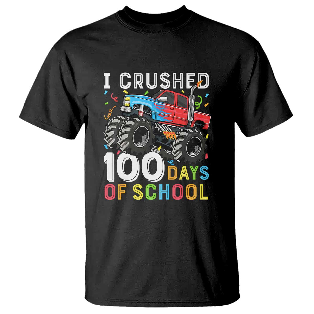 100 Days of School Monster Truck T Shirt Boys 100th Day Celebration - Wonder Print Shop