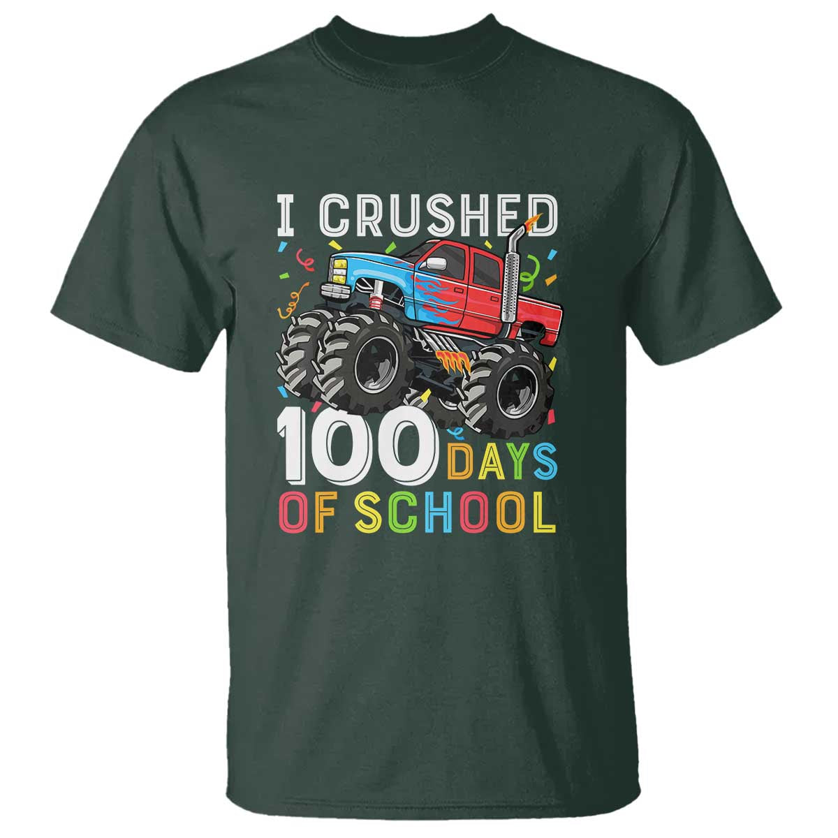 100 Days of School Monster Truck T Shirt Boys 100th Day Celebration - Wonder Print Shop