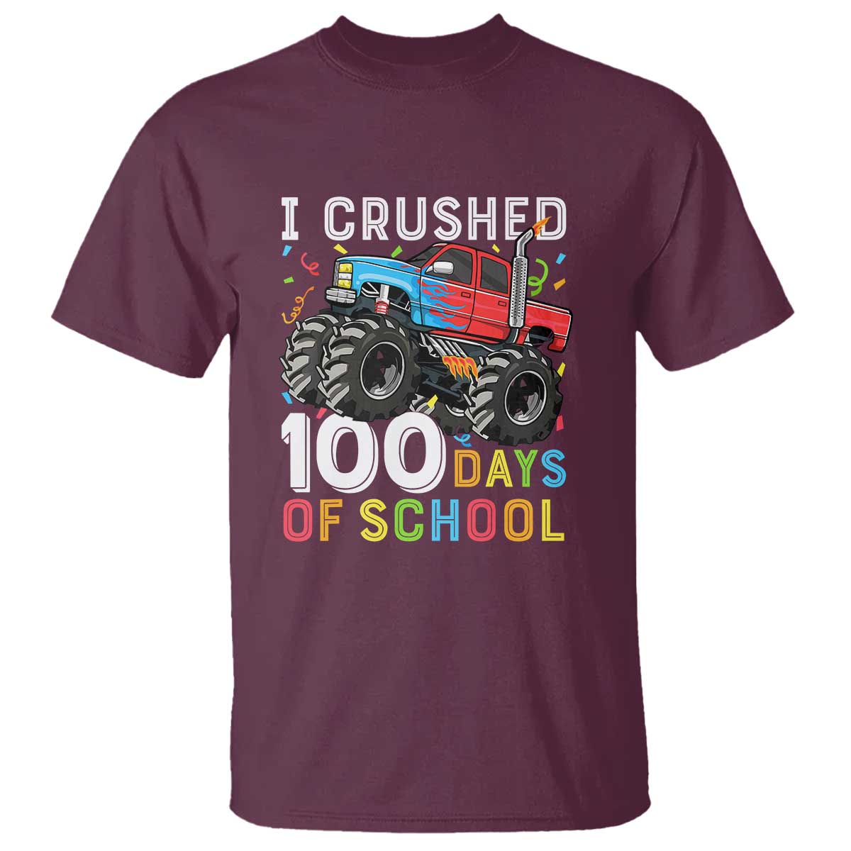 100 Days of School Monster Truck T Shirt Boys 100th Day Celebration - Wonder Print Shop