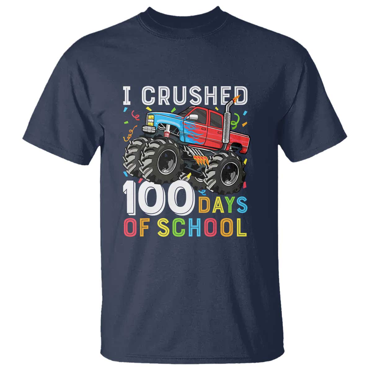 100 Days of School Monster Truck T Shirt Boys 100th Day Celebration - Wonder Print Shop