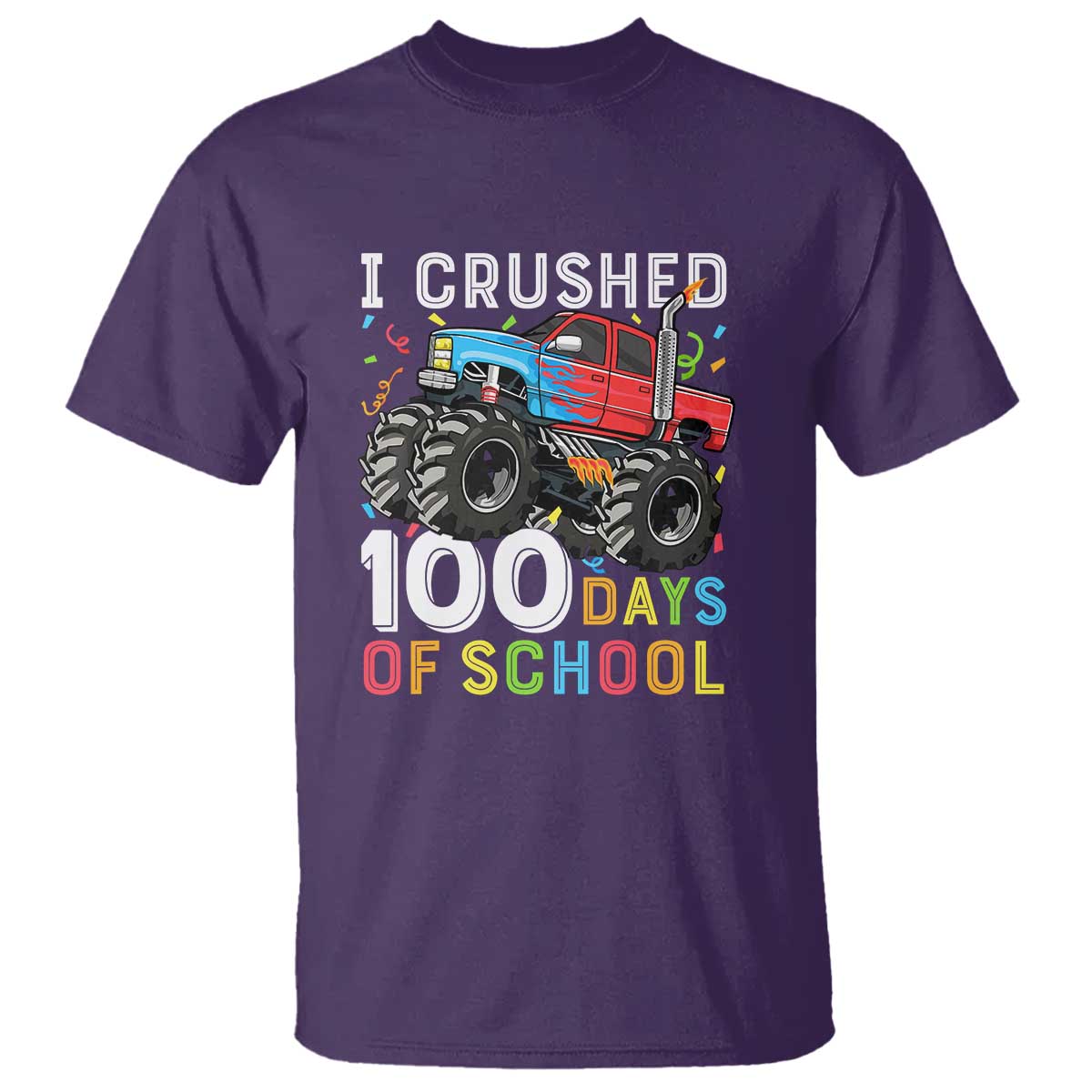 100 Days of School Monster Truck T Shirt Boys 100th Day Celebration - Wonder Print Shop