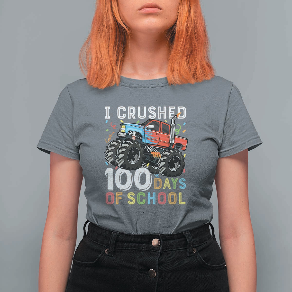100 Days of School Monster Truck T Shirt For Women Boys 100th Day Celebration