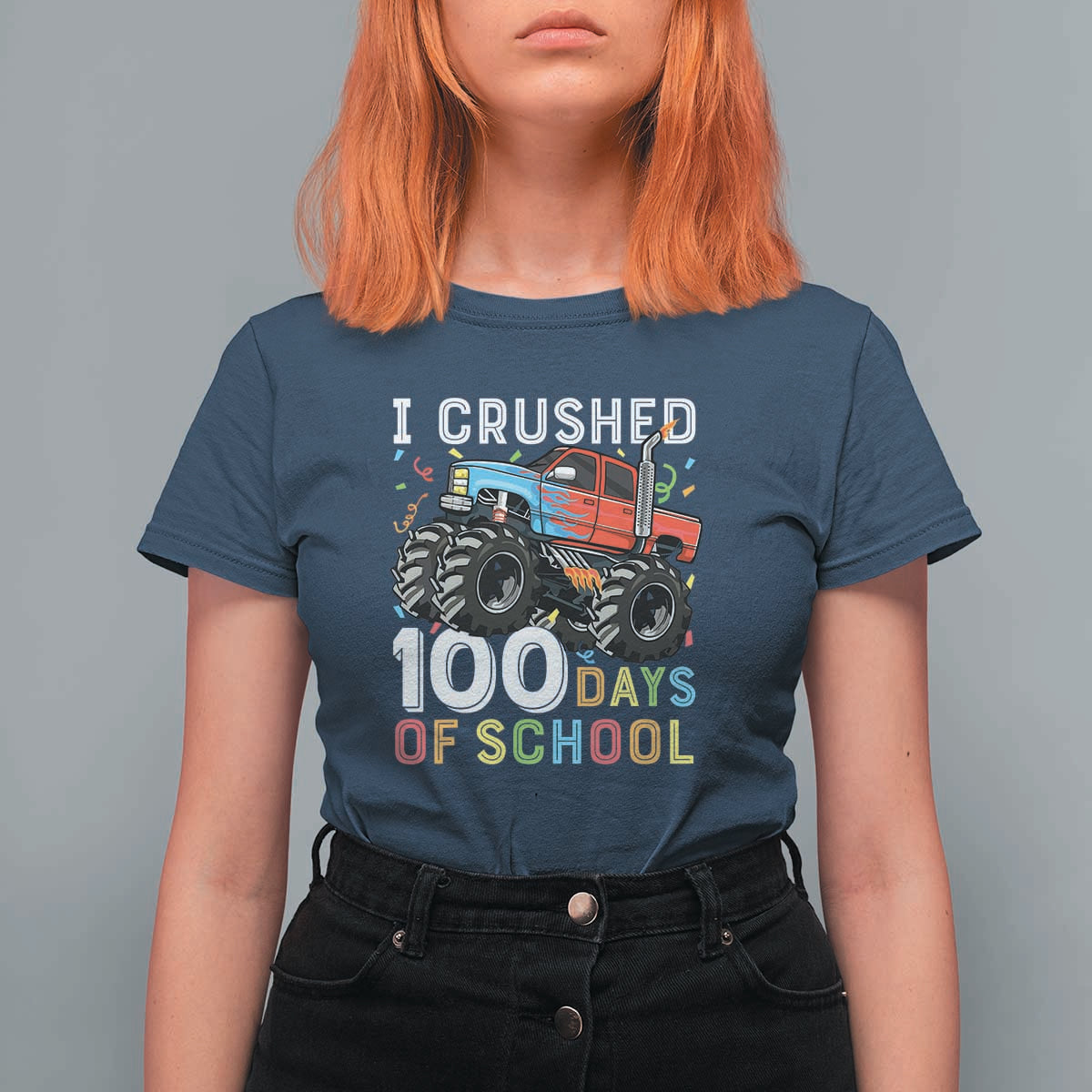 100 Days of School Monster Truck T Shirt For Women Boys 100th Day Celebration