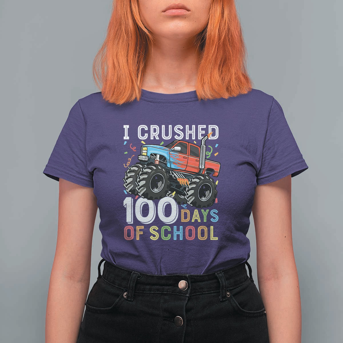100 Days of School Monster Truck T Shirt For Women Boys 100th Day Celebration