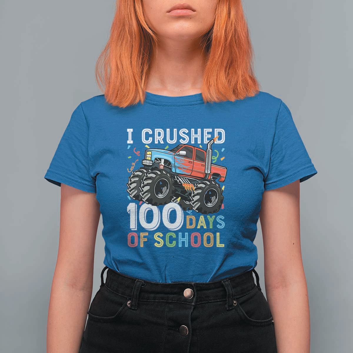 100 Days of School Monster Truck T Shirt For Women Boys 100th Day Celebration