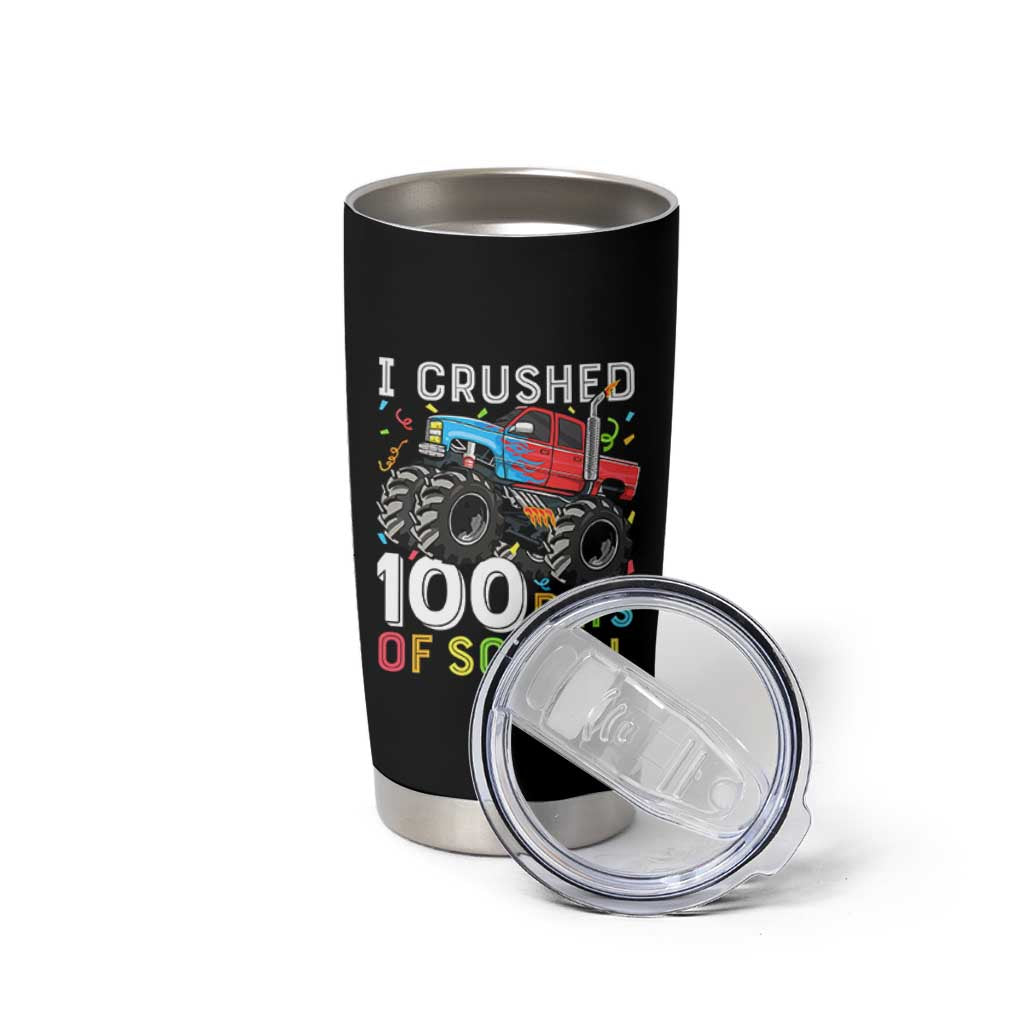 100 Days of School Monster Truck Tumbler Cup Boys Crushing 100th Day Milestone