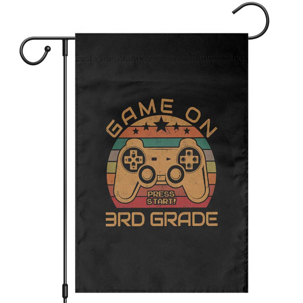 Game On First Day of 3rd Grade Garden Flag Funny Gamer Back to School Kids Gift