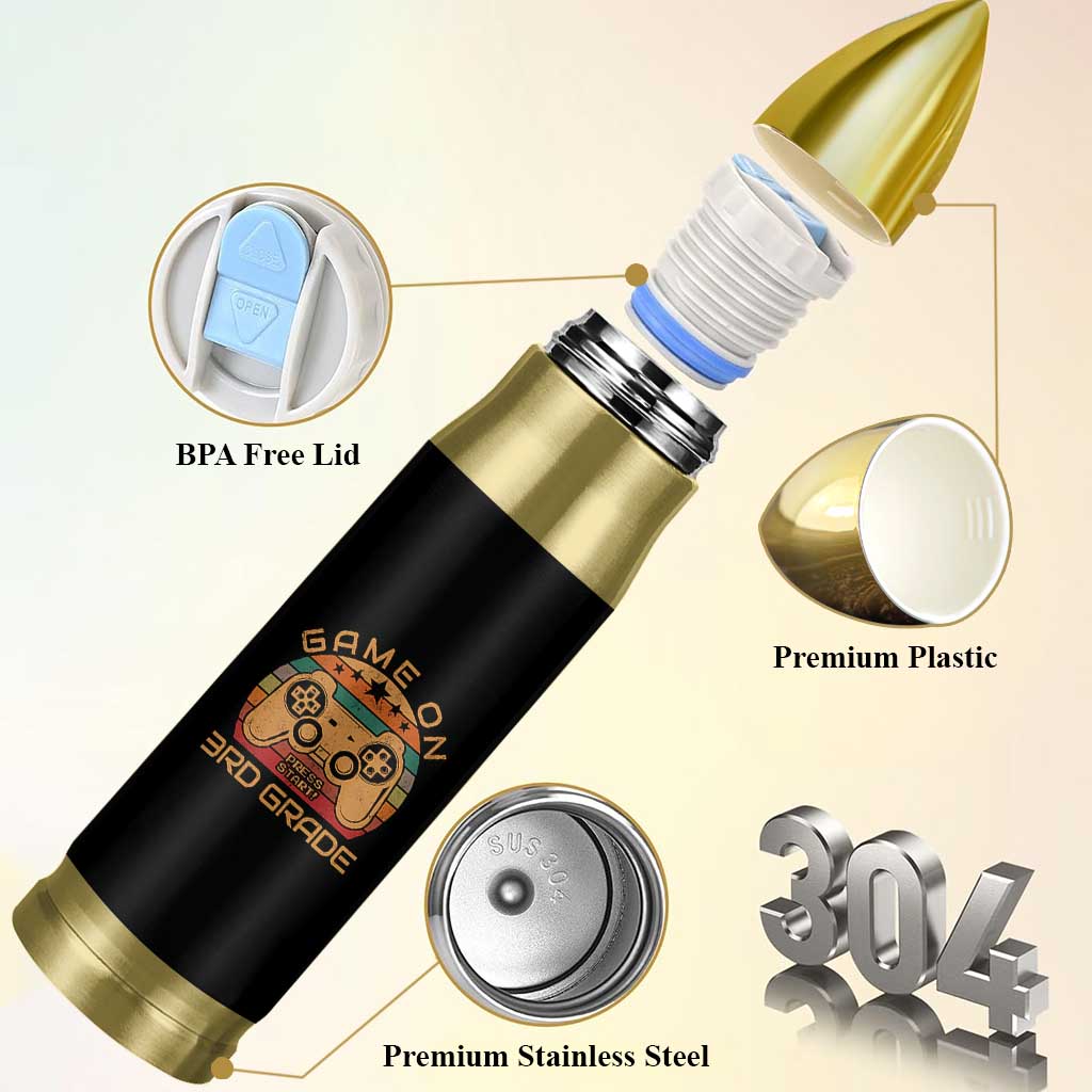 Game On First Day of 3rd Grade Bullet Tumbler Funny Gamer Back to School Kids Gift